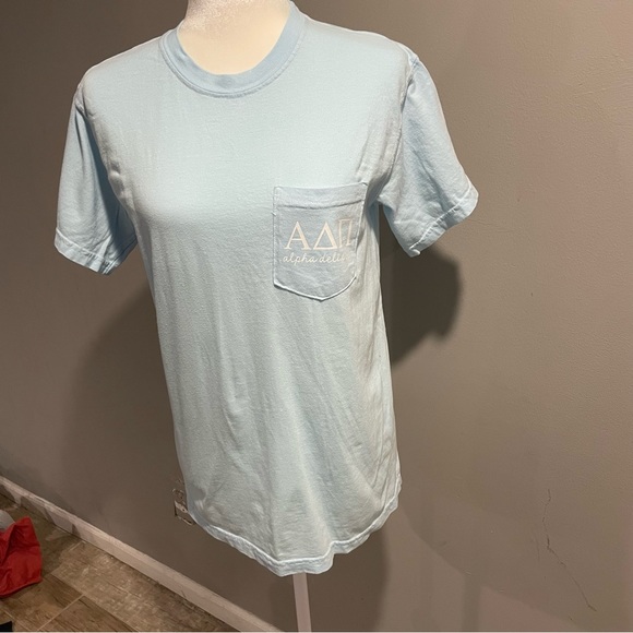 Alpha Delta Pi Comfort Colors Baby Blue Tshirt Adult Small EUC - Picture 2 of 5